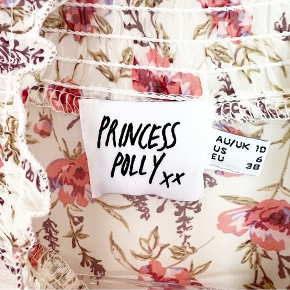 PRINCESS POLLY PINK FLORAL SMOCKED WAIST GUETTA MINI FORMAL PARTY DRESS WOMENS 6 - Picture 10 of 11